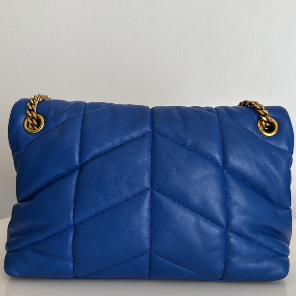 ❌SOLD❌Saint Laurent Blue Quilted LouLou Puffer Leather Shoulder Bag - Picture 4 of 17